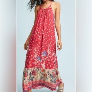 Anthropologie Floreat Double Layer Boho Multi Print Maxi Dress SZ XS PETITE